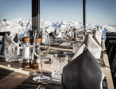 Aussicht vom Panoramarestaurant am Gaislachkogl