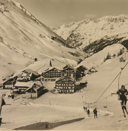 Erster Skilift in Obergurgl (um 1950)